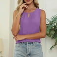thumbnail image 1 of Fznquz Dressy Tank Top Women Work Sleeveless Tank Top Keyhole Neck Purple Linen Summer Tank Top, 1 of 6