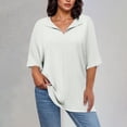 thumbnail image 1 of Fznquz Elegant Women's T-Shirts Plus Size White 2025 Shirts Oversized Casual 3/4 Length Sleeve Womens Winter Clothing,XXL, 1 of 8