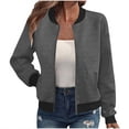 thumbnail image 1 of Fznquz Fall Long Sleeve Tops for Women Zip Up Gray Jacket 2025 Pockets Womens Shirts Trendy, 1 of 8