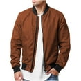thumbnail image 1 of Fznquz Fall Mens Jackets Sale Winter Casual Stylish Bomber Brown Lightweight Zipper Long Sleeve Men's Coats XL, 1 of 6