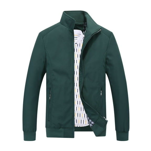 Fznquz Fall Winter Mens Jackets Casual Stylish Green Full Zip Outwear Plain Mens Coats Under $10 XXXXXL