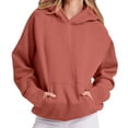 thumbnail image 1 of Fznquz Fall Winter Women's Hoodies Red Long Sleeve Fashion Hooded Pockets Athletic Pullover Tops, 1 of 6