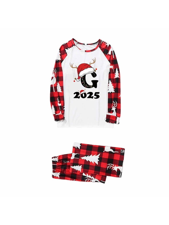 Family Christmas Pajamas Matching Sets 2025 Loungewear Long Sleeve Xmas Printed 2 Piece Shirts Pants Pajama