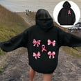 thumbnail image 1 of Fznquz Fashion Womens Blouses Plus Size Trendy Breast Cancer Black Hoodies Drawstring Graphic 2025 Woman Shirts, 1 of 5