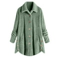 thumbnail image 1 of Fznquz Fleece Womens Shirts Winter Green Long Sleeve Blouses Fuzzy Pockets Button-Up Womens Fashion Tops,L, 1 of 3