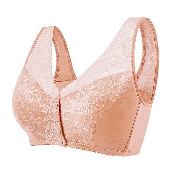 Fznquz Full Coverage Women's Bras Front Closure Wireless Comfortable Soft Pink Everyday Bras