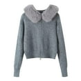 thumbnail image 1 of Fznquz Girls Sweaters Long Sleeve Zip Up Cardigans Gray Soft Fuzzy Winter Clothing for Women, 1 of 4