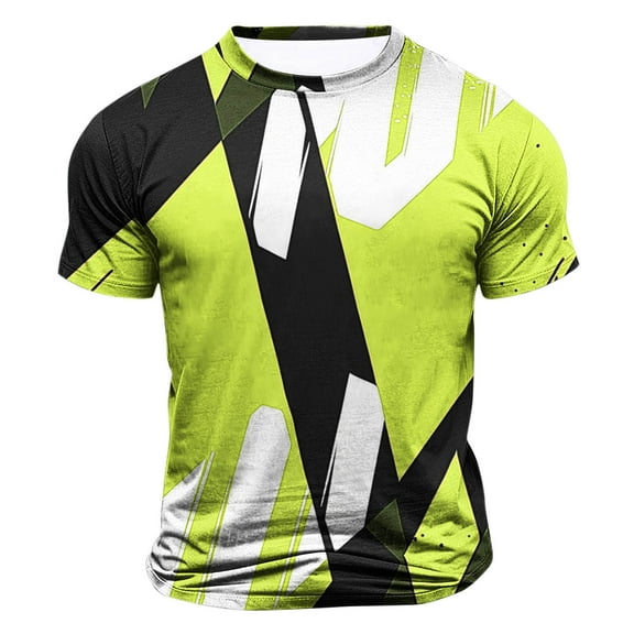 Fznquz Graphic Men's T Shirts Summer Yellow Crew Neck Tshirt Short Sleeve Casual Tees M