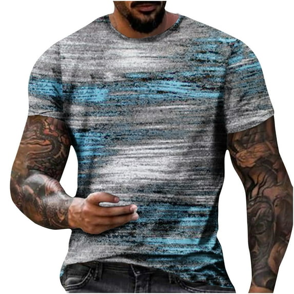 Fznquz Graphic Tee Shirts Mens Short Sleeve Casual Blue Crew Neck Summer T Shirts XXL
