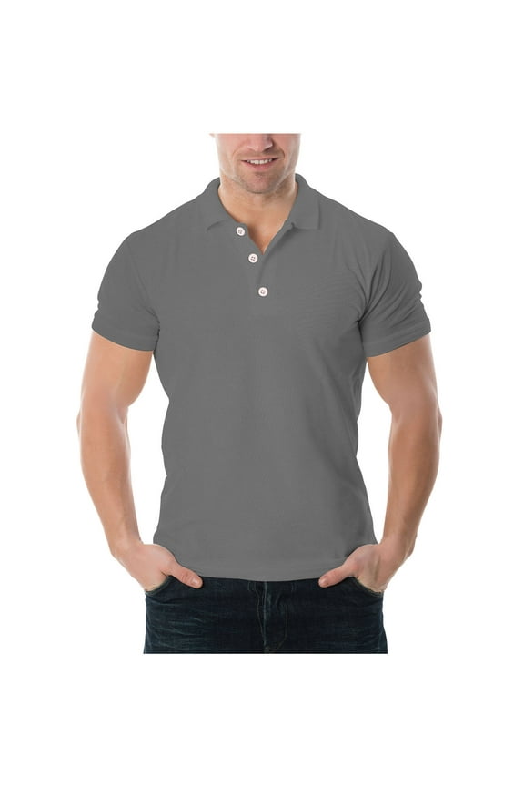 Gray Mens T Shirt Summer Casual Short Sleeve Tshirt Plain Comfy Henley Men's Shirts M