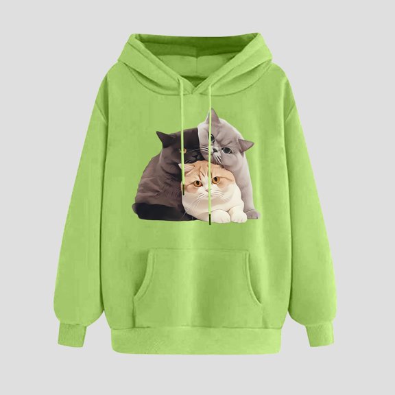 Fznquz Green Hoodies for Women Graphic Long Sleeve Trendy Sweatshirt Winter Cute Oversized Womens Fashion