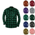 thumbnail image 1 of Blczomt Green Mens Button Up Shirts Long Sleeve Flannel Button down Shirt Plaid Pocket Men's Fashion, 1 of 5