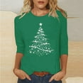 thumbnail image 1 of Fznquz Green Women Tee Shirts Winter 3/4 Sleeve Casual Blouse 2025 Trendy Christmas Tee,XXL, 1 of 5