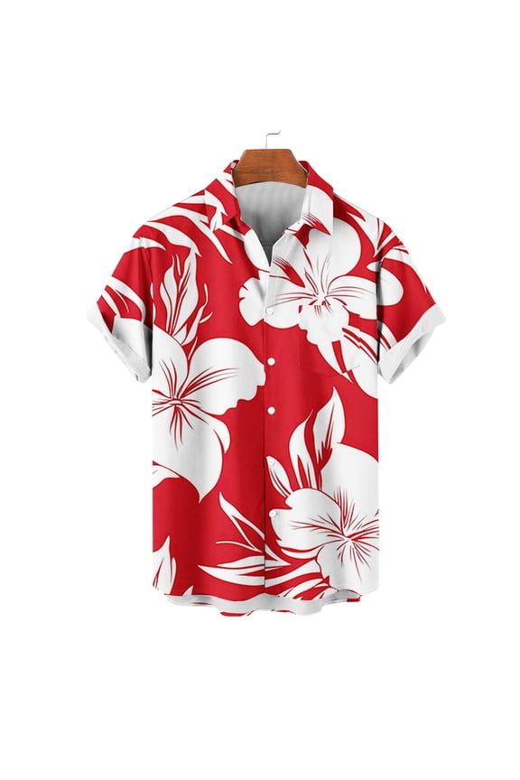 Hawaiian Mens Shirts Casual Summer Shirt Floral Button Down Collared Beach Men Clothing