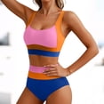 thumbnail image 1 of Fznquz High Waisted Womens Bikini Set Tummy Control Two Piece Swimsuits Color Block Adjustable Strap Swimwear M, 1 of 6