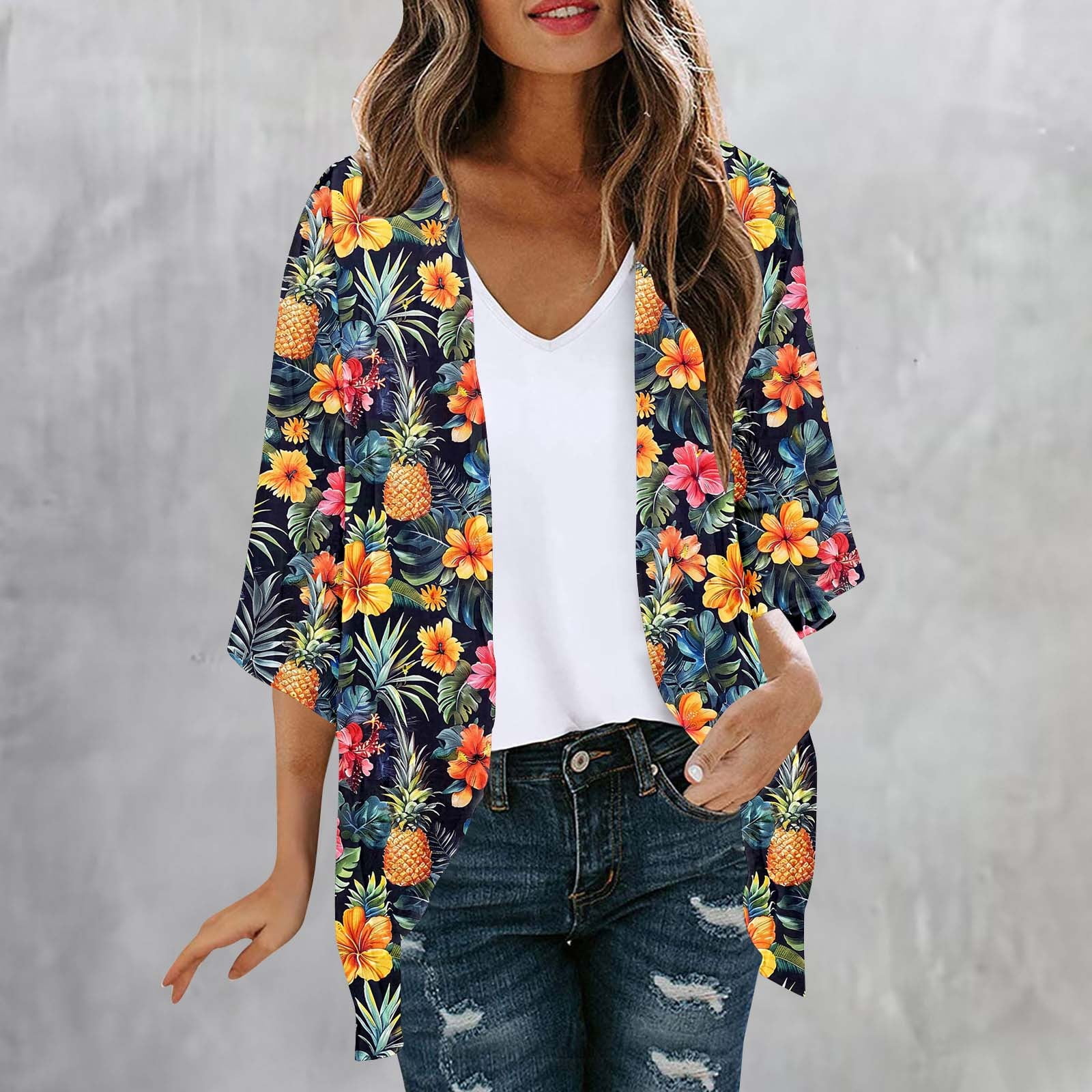 Fznquz Kimono Cardigan Sweaters for Women Lightweight Chiffon Cardigan — free download