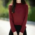 thumbnail image 1 of Fznquz Knit Blouses for Women Dressy Plain Mock Neck Red Tees Casual Winter 2025 Women Tee Shirts, 1 of 3
