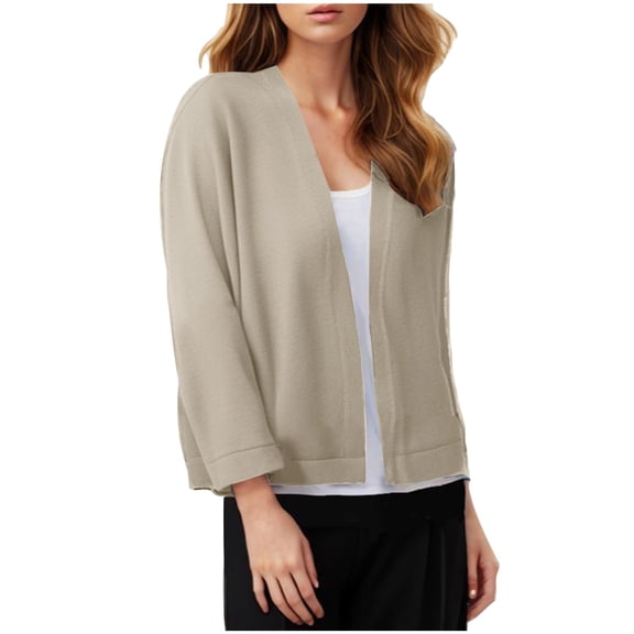 Fznquz Knit Light Cardigans for Women Summer Open Front Cardigan Sweater Soft Beige Solid Casual Fall Cover Up