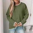 thumbnail image 1 of Fznquz Knit Sweater Women Crewneck Long Sleeve Sweaters Green Casual Winter Soft Women Blouse, 1 of 4