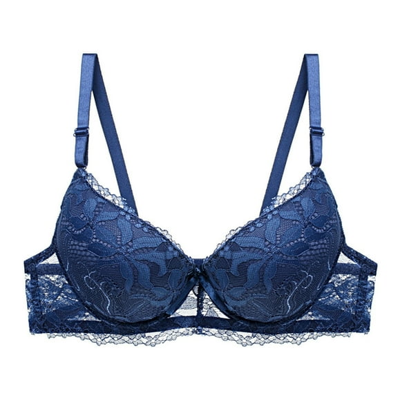 Fznquz Lace Women's Bras Comfortable Push Up Soft Underwire Blue Everyday Bras