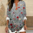 thumbnail image 1 of Fznquz Ladies Tops and Blouses Tunic Loose V Neck Blouses Floral Button Long Sleeve Women Clothing, 1 of 4