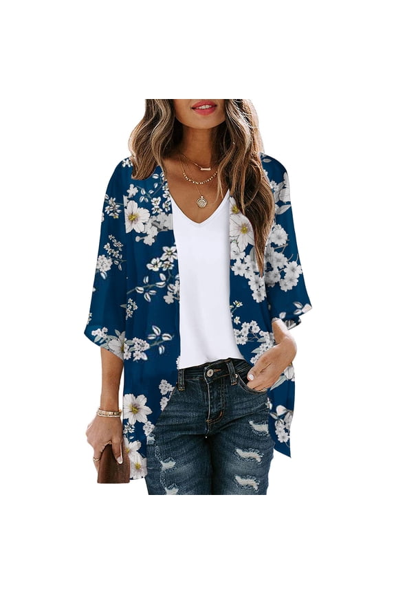 Lightweight Cardigan Sweaters for Women 2025 Blue Cover Ups Sweater Chiffon Kimono Casual Jacket