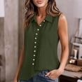 thumbnail image 1 of Fznquz Linen Womens Sleeveless Tops Summer Button Down Tank Tops Green Dressy Cute Button Up Women Tops, 1 of 8