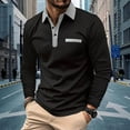 thumbnail image 1 of Fznquz Long Sleeve Big and Tall Polo Shirts for Men Black Collared Polo Button Pocket Casual Mens Clothes Sale, 1 of 6