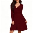 thumbnail image 1 of Fznquz Long Sleeve Casual Dresses Women 2026 Knit Wrap Red Sweater Dress A-Line Fall Winter Elegant Women Spring Fashion, 1 of 5