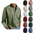 thumbnail image 1 of Fznquz Long Sleeve Mens Button Up Shirt Green Plain Shirts Button down Collared Pocket Men Fashion, 1 of 7
