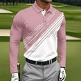 thumbnail image 1 of Fznquz Long Sleeve Mens Polo Shirts Cotton Golf Pink Collared Shirts Casual Regular Fit Pullover Men Clothes, 1 of 3