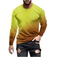 thumbnail image 1 of Fznquz Long Sleeve Mens Shirts Big and Tall Soft Yellow Fashion Tee Shirt 2025 Gradient Mens Clothes Sale, 1 of 4