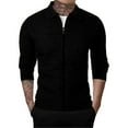 thumbnail image 1 of Fznquz Long Sleeve Mens Tshirts Collared Black Full Zip Tees Shirts Plain Fall Winter Men Fashion, 1 of 6