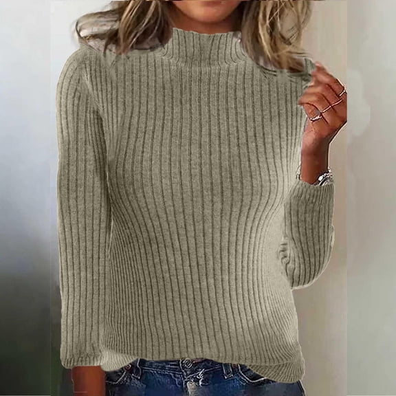 Fznquz Long Sleeve Oversized Tshirts for Women Mock Neck Gold Ribbed Blouses Fitted Casual Spring Basic Womens Clothes Trendy 2026,XL