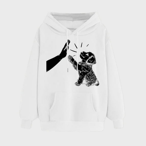 Fznquz Long Sleeve Shirts for Women Casual Pullover Plain Hoodies White Trendy Cute Graphic Fall Womens Tshirt