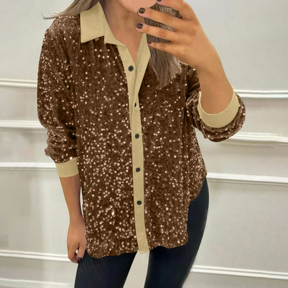 Fznquz Long Sleeve T Shirt Women Button Down Yellow Trendy Tops 2025 Casual Loose Fit Womens Clothes XL