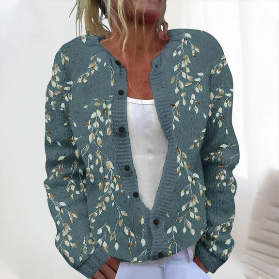 Fznquz Long Sleeve Women Sweaters Sweater Knit Cardigan Fall Winter Button Down Soft Open Front Blouses