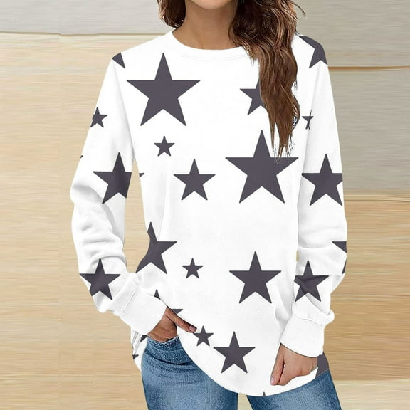 Fznquz Long Sleeve Women Sweatshirt Crewneck Winter White Pullover Tops 2025 Casual Loose Fit Winter Clothes