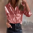 thumbnail image 1 of Fznquz Long Sleeve Womens T-Shirts Loose Fitting Pink Plain Shirt Button Down Collar Dressy Blouse Women, 1 of 9