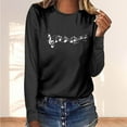 thumbnail image 1 of Fznquz Long Sleeve Womens Tops Cotton Casual Black Tees Crewneck Graphic Women's T-Shirts, 1 of 4