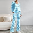 thumbnail image 1 of Fznquz Loungewear Soft Striped Outfits Long Sleeve 2 Piece Lounge Set Women, 1 of 6