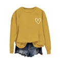 thumbnail image 1 of Fznquz Love Graphic Womens Work Tops Yellow Crewneck Sweatshirt Tops Casual Long Sleeve Spring Clothing,S, 1 of 4