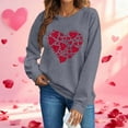 thumbnail image 1 of Fznquz Love Heart Graphic Over Sized Sweatshirt for Women Crew Neck Valentines Day Shirts Gray Plus Size Cute Womens Fashion L, 1 of 4