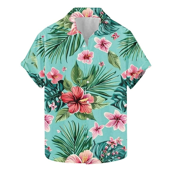 Fznquz Men Shirts Summer Hawaiian Short Sleeve Shirts Casual Button Down Mens Clothes