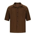 thumbnail image 1 of Fznquz Men's Button Down Short Sleeve Shirts Summer Tops Solid Color Lightweight Casual Regular Fit Brown Men's Fashion, 1 of 7