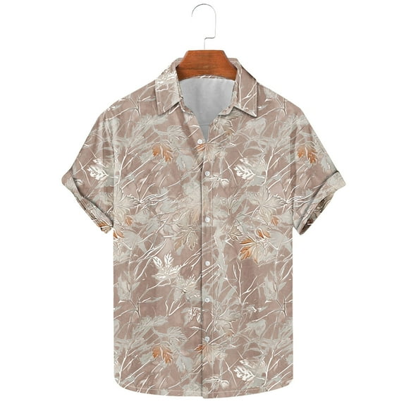 Fznquz Men's Shirts Hawaiian Short Sleeve Shirts Summer Beach Floral Vacation Button Down Yellow Men Clothing