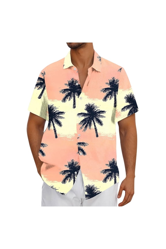 Men's Shirts Short Sleeve Summer Hawaiian Shirt Button Down Casual Men's Fashion