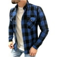 thumbnail image 1 of Fznquz Men's Winter Jacket Blue Plaid Shirt Flannel Jacket Lightweight Casual Stylish Button Down Mens Coats Winter, 1 of 3