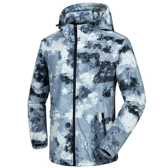Fznquz Mens Jackets Blue Rain Waterproof Camo Casual Winter Men Coat XXXXL