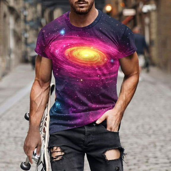 Fznquz Mens Oversized T Shirt Summer Crewneck Short Sleeve T-Shirts Casual Tie Dye Mens Shirts XXL